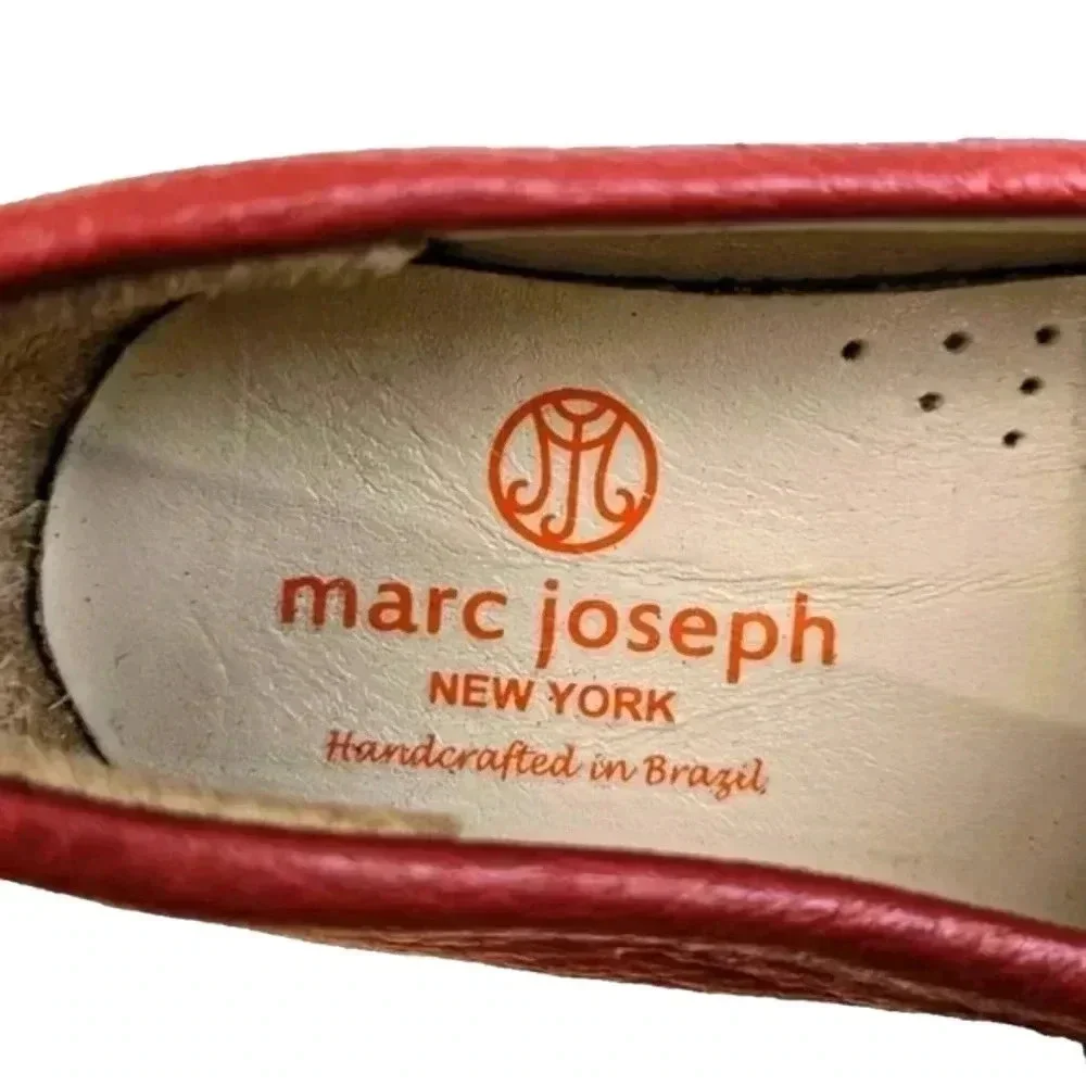 Marc Joseph NY Girls Sz 1 Red Pebbled Leather Loafers Moccasin Preppy School